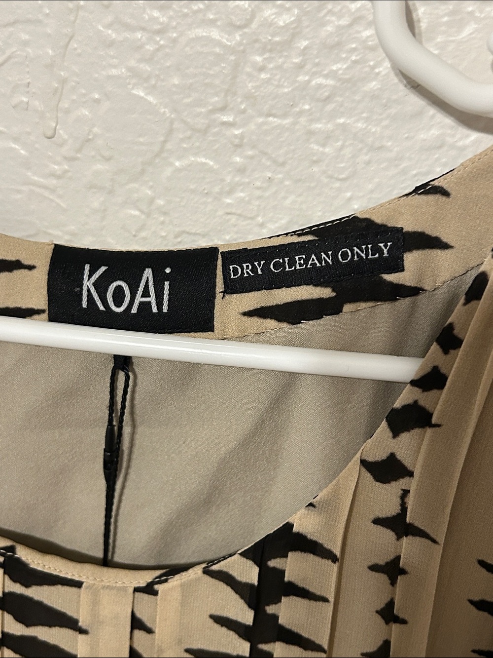🎀KOAI Beige&Black Long-Sleeve Patterned Midi Dress with Waist Tie size 22 NEW - Picture 6 of 15
